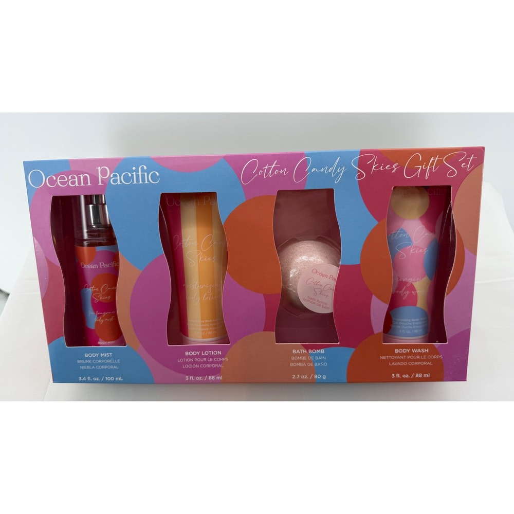 Ocean Pacific Body Care Gift Set Women NIB Cotton Candy Skies 4pc Fragrance Mist